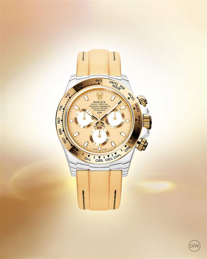 Rolex Daytona特殊黃金改裝手表白色石英表殼自帶間紋盛惠50萬-復刻表