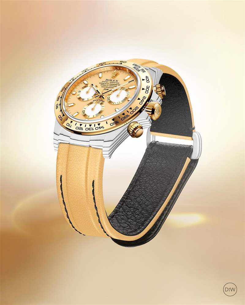 Rolex Daytona特殊黃金改裝手表白色石英表殼自帶間紋盛惠50萬-復刻表