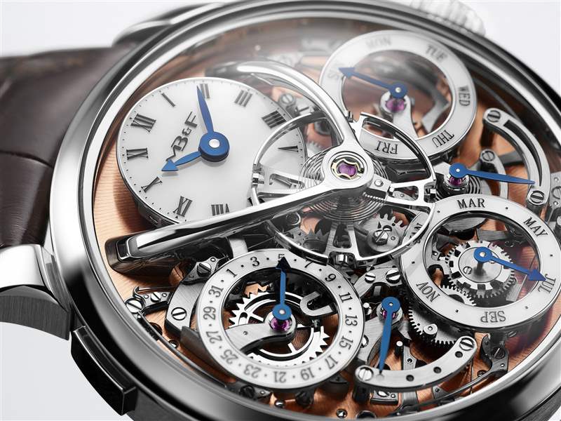 MB&F推出Legacy Machine Perpetual Stainless Steel鮭魚色表盤萬年歷腕表-復刻表
