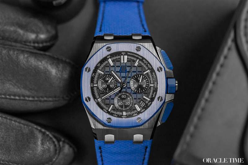 愛彼皇家橡樹離岸型自動上鏈計時黑色和藍色陶瓷腕表-復刻表