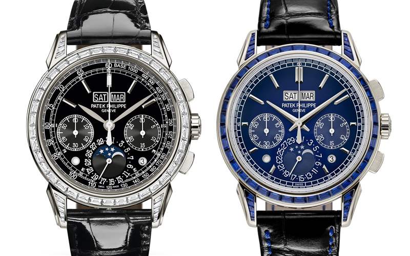 百達翡麗推出2枚Ref. 5271鉑金萬年歷計時碼表：紅寶石和藍寶石-復刻表