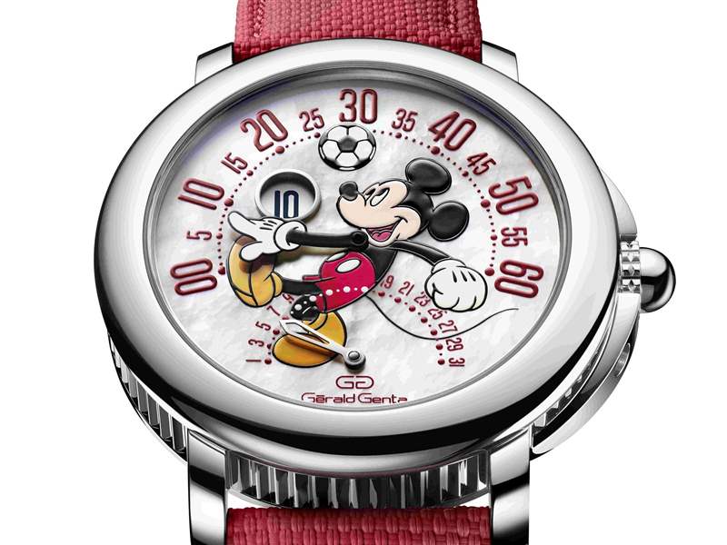 Gerald Genta推出Arena Bi-Retrograde Mickey Mouse數(shù)字跳時(shí)雙逆跳腕表：米老鼠踢足球-復(fù)刻表