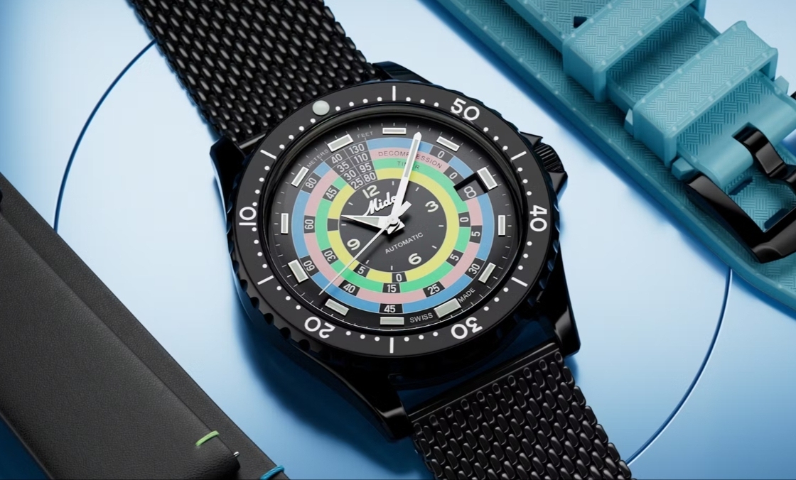 MIDO - OCEAN STAR - M026.807.33.051.00 - 漆黑中的復古「彩虹圈」！ MIDO再度推出Ocean Star Decompression Timer 1961復刻限量版